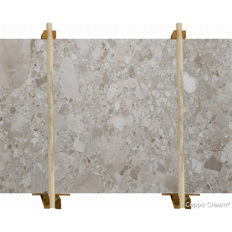 ceppo cream conglomerate beige marble slabs polished 2cm bundle front view