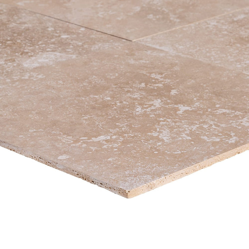 classic beige travertine tile 18x18 Honed Filled profile view