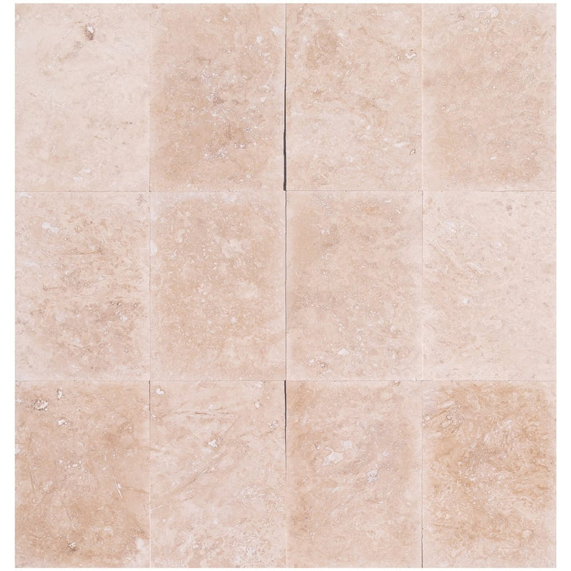 classic light beige travertine tile 12x24 Honed Filled 12 tiles top view