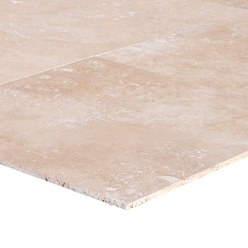 classic light beige travertine tile 24x24 Honed and Filled profile view