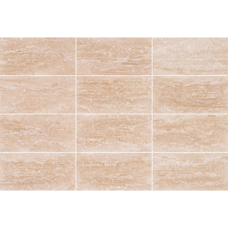 classic light vein cut travertine tile 12x24 honed filled 12 tiles top view grouted