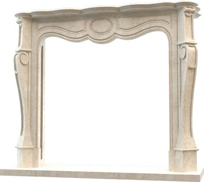 Crema Marfil Marble French Villa Style Hand-carved Fireplace Surround (W)12" (L)48" (H)39.5"