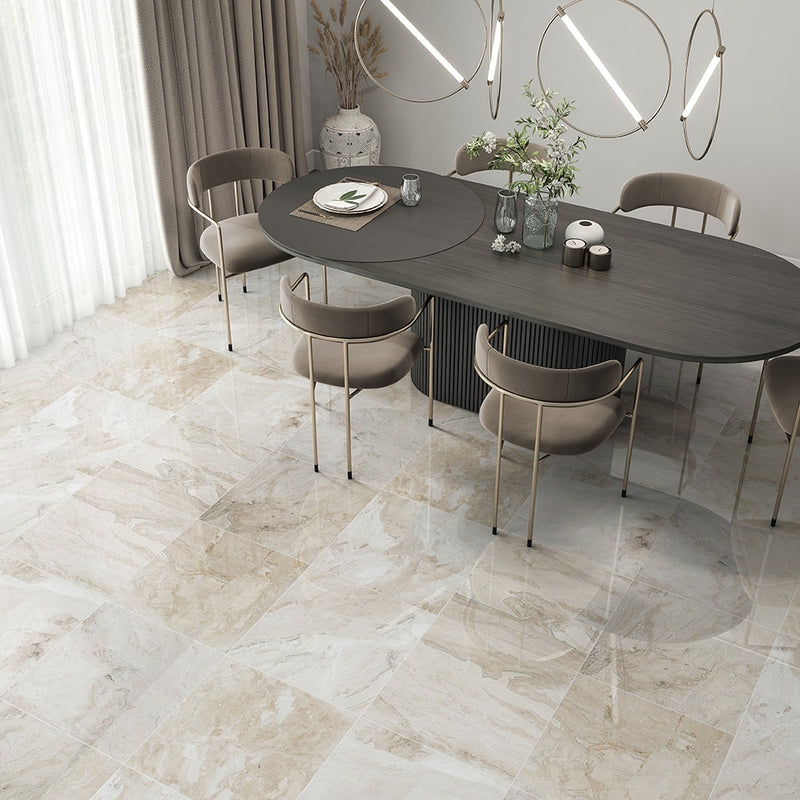 Diana royal marble floor wall tile 24x24 polished installed dining room floor