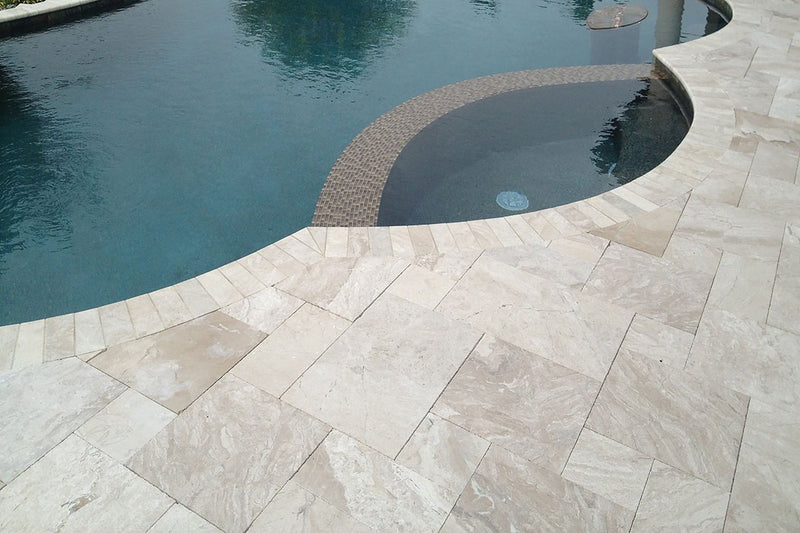 Diana royal marble floor wall tile versailles pattern installed around pool