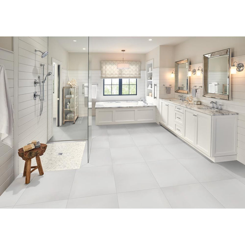 domino white polished porcelain floor and wall tile msi collection NWHI1224P product shot bath view