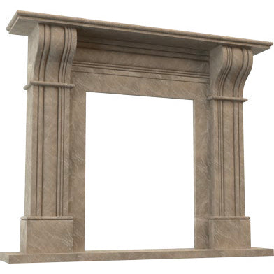 emperador light marble fireplace surround mantel traditional polished MEGFP02 angle view