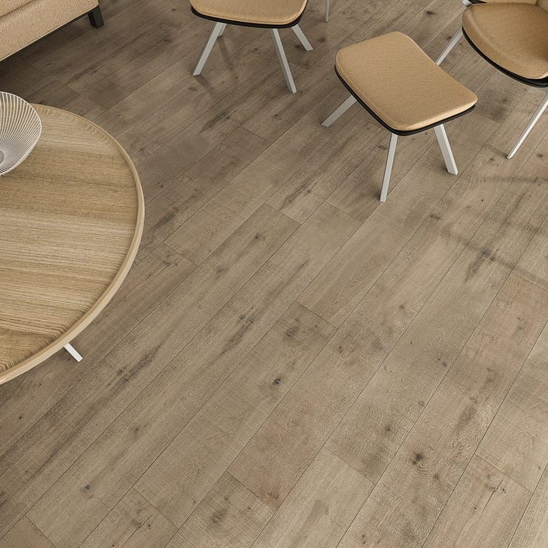 engineered hardwood floors audere collection wirebrushed distressed moderne matte room scene cafe floors topview