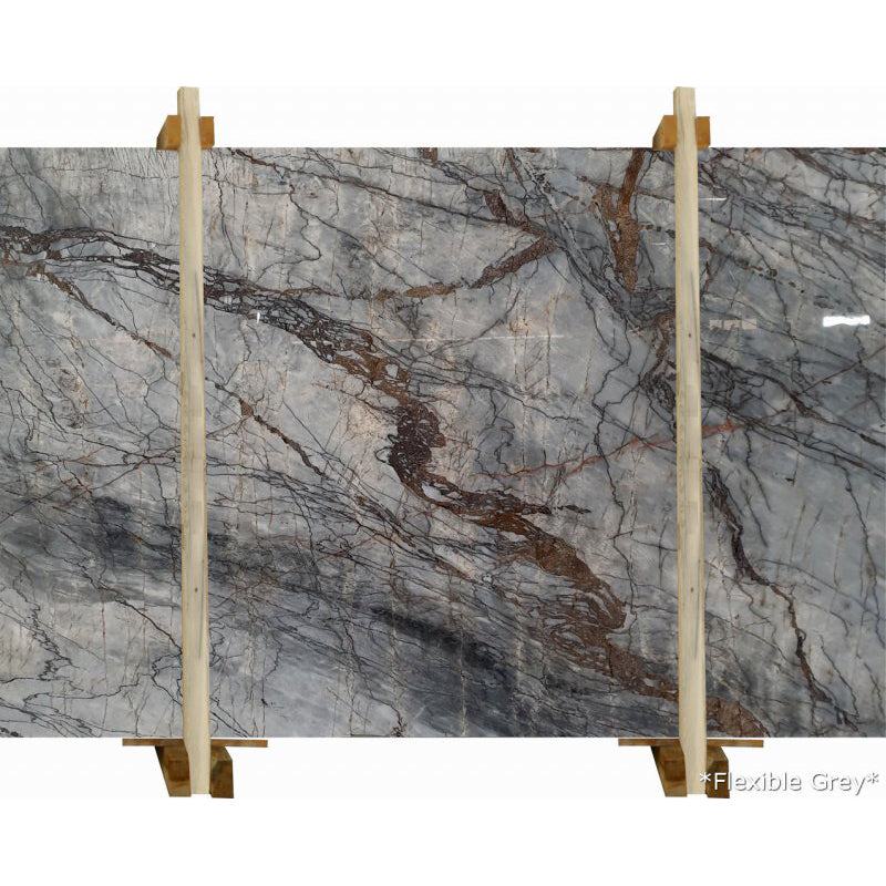 flexible grey marble slabs polished wooden bundle front view