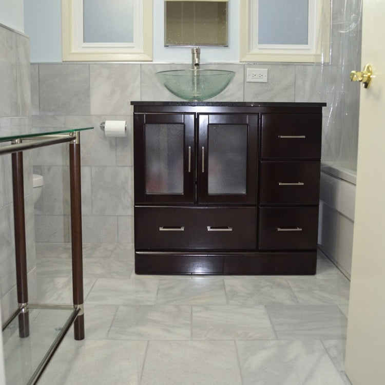 fume gray marble tile 18x18 10085718 polished bathroom glass sink