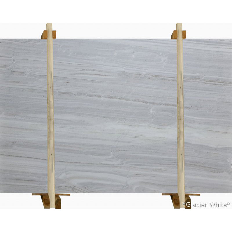 glacier white vein cut marble slabs polished 2cm slabs wooden bundle front view shot