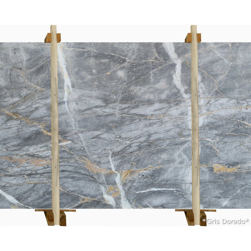 gris dorado gray marble slabs polished 2cm slabs packed wooden bundle front view