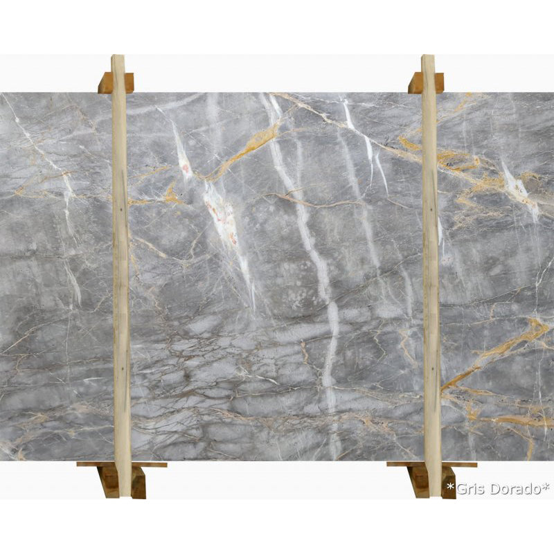 gris dorado gray marble slabs polished 2cm slabs packed wooden bundle front view