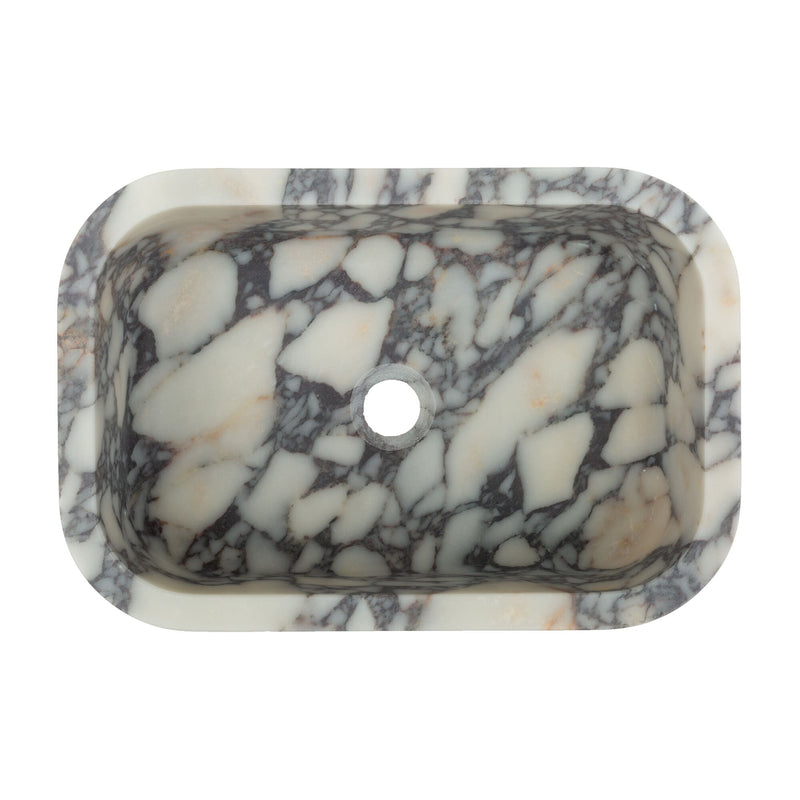 Calacatta Viola Marble Rectangular Wall-mount Bathroom Sink (W)12" (W)18" (H)7"