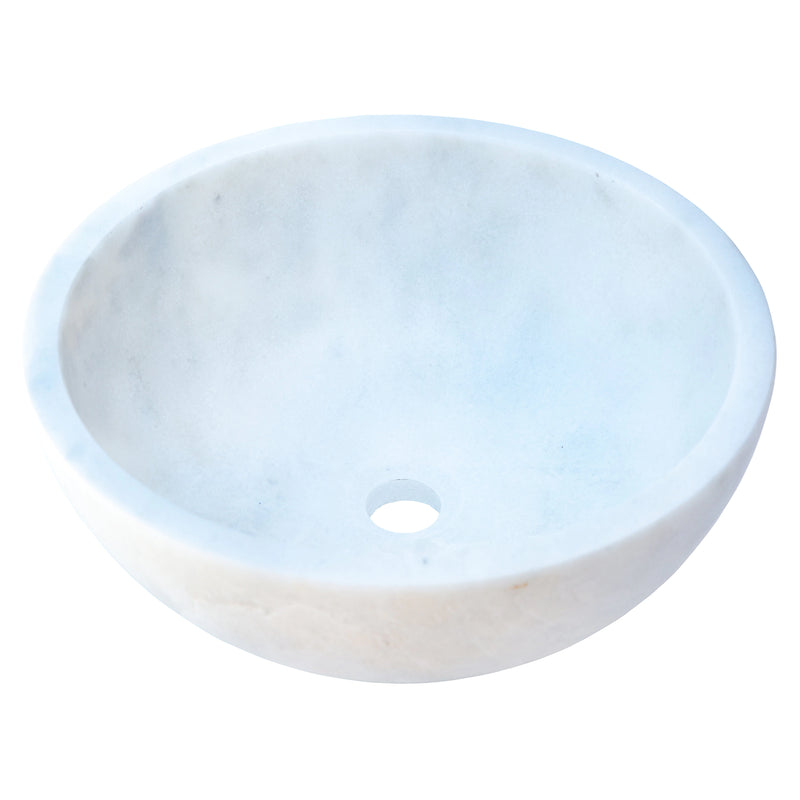 Carrara White Natural Stone Marble Vessel Sink angle view