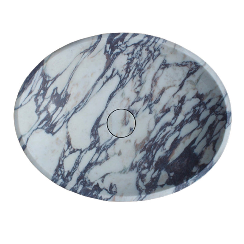 Calacatta Viola Marble Oval Shape Sink, Natural Stone Marble Sink top view