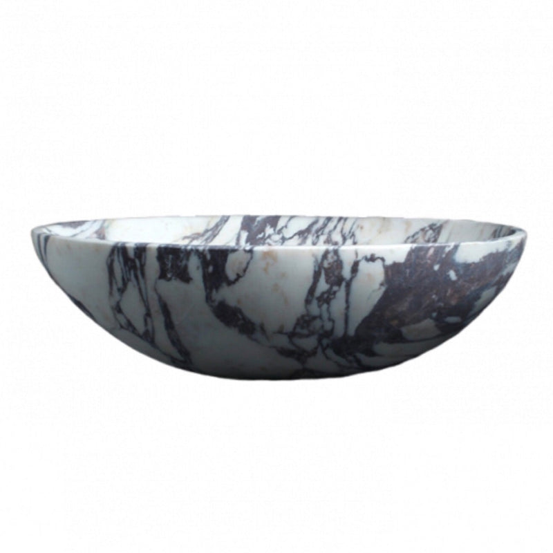 Calacatta Viola Marble Oval Shape Sink, Natural Stone Marble Sink side view