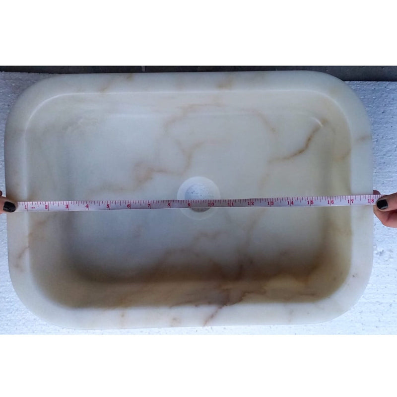 European Sugar Marble Sink Natural Stone Rectangular sink length measure view 