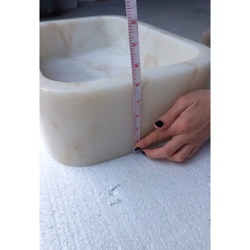 European Sugar Marble Sink Natural Stone Rectangular sink height measure view 
