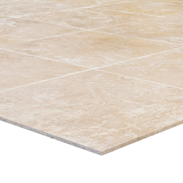 light beige premium travertine tile 24x24 Honed Filled profile