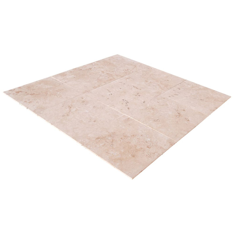 light onyx travertine tile 24x24 honed filled 9 tiles angle wide view