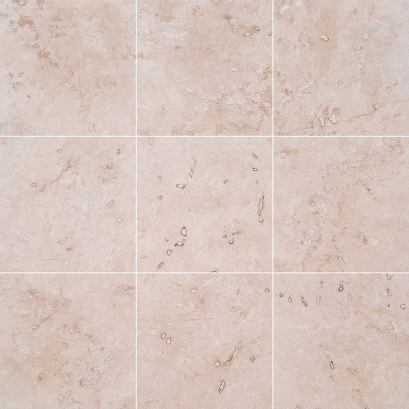 light onyx travertine tile 24x24 honed filled 9 tiles top view grouted