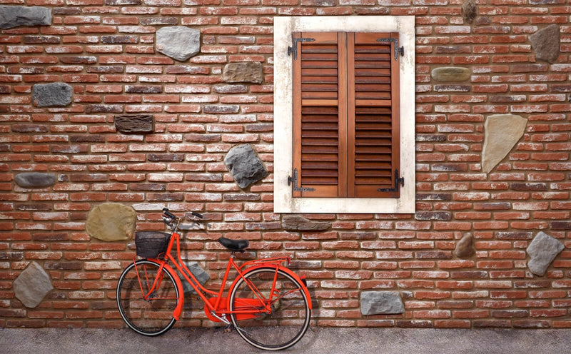 manufactured stone brick veneer ferrara nostalgia handmade B02NO 318804 installed facede of building red bike