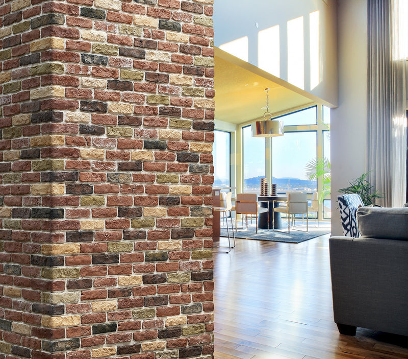 manufactured stone brick veneer granulbrick 50 mix 2 handmade B04MY 318808 installed hotel lobby square column