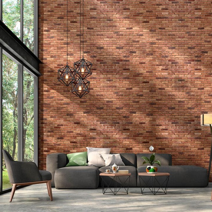 manufactured stone brick veneer loft autumn handmade B09AT 317902 installed house walls high ceiling shot