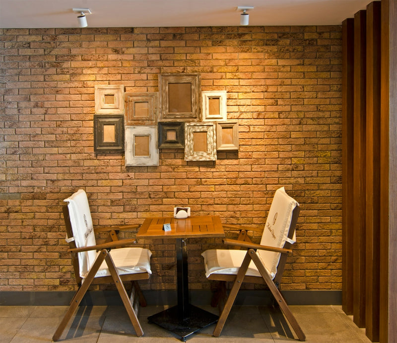 manufactured stone brick veneer slimfix heather handmade B05EA 102268 installed coffee shop wall