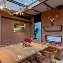 manufactured stone brick veneer slimfix orange handmade B05NG 102267 installed on restaurant wall fireplace