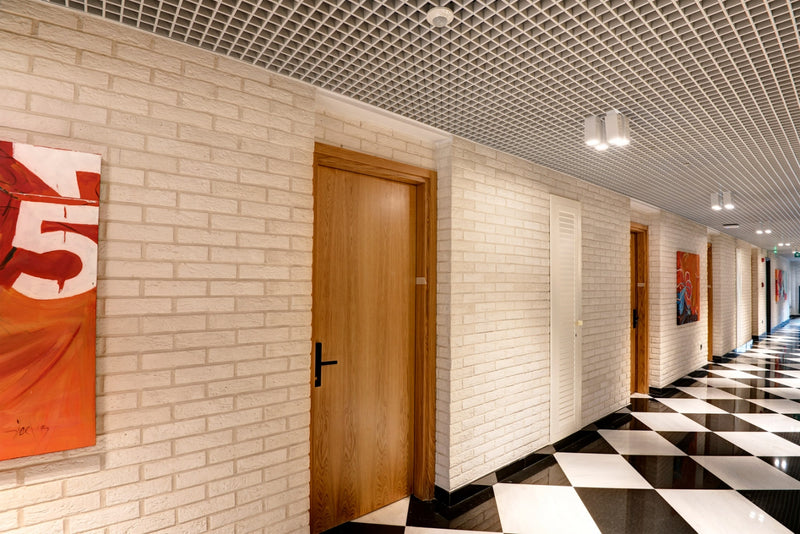 manufactured stone brick veneer slimfix white handmade B05WH 102264 hostels inetrior hallway wall