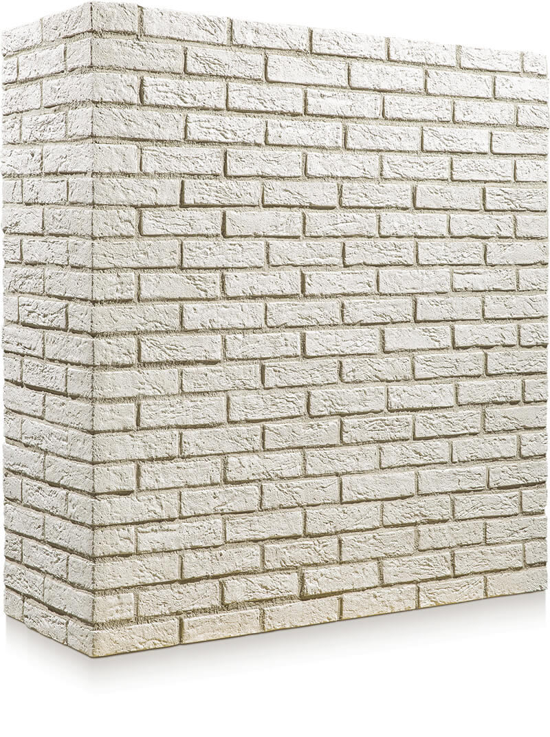 manufactured stone brick veneer slimfix white handmade B05WH 102264 product shot corner