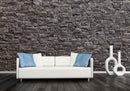 manufactured stone veneer ashlar pattern masso anthracite handmade S01TH 101196 installed wall interior white couch decorative items