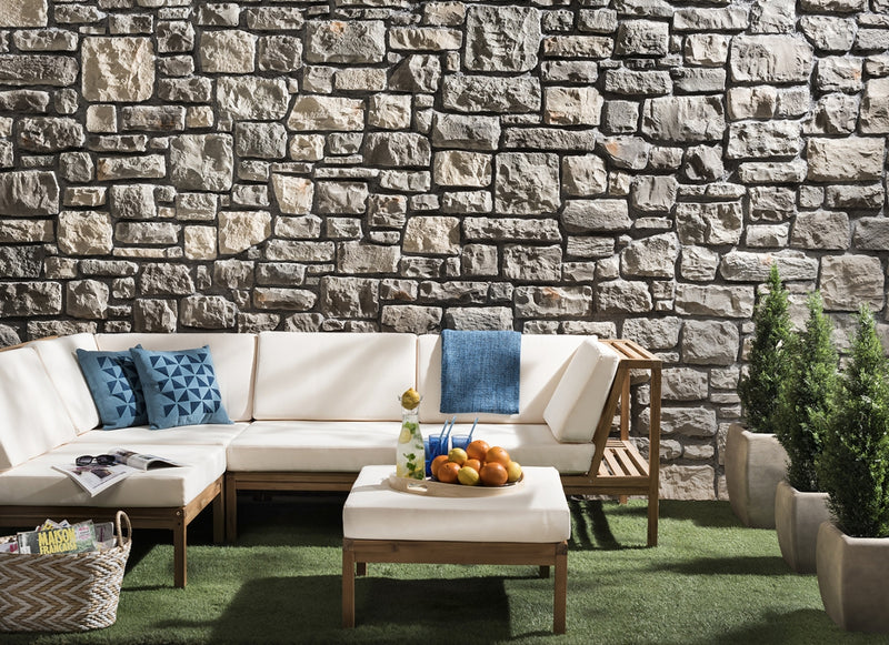 manufactured stone veneer ashlar pattern masso olive handmade S01OL 101192 installed patio white outdoor funiture