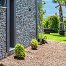 manufactured stone veneer slate look Cappadocia anthracite handmade S03TH 101208 installed facade house nice backyard