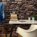 manufactured stone veneer slate look Cappadocia Verona handmade S03VR 318779 installed study room white desk chair books clock shirt