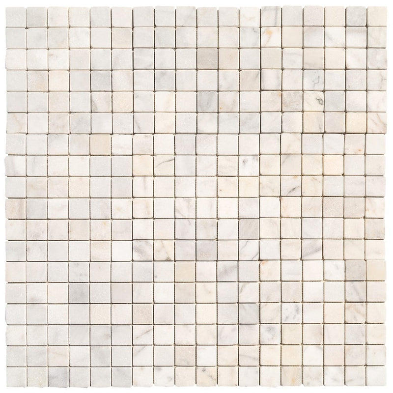 marble mosaic carrara white 1521629 tumbled 2x2 product shot 9 tiles topview