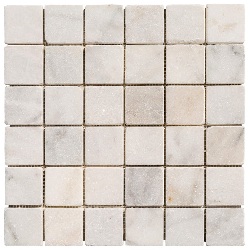 marble mosaic carrara white 1521629 tumbled 2x2 product shot single topview