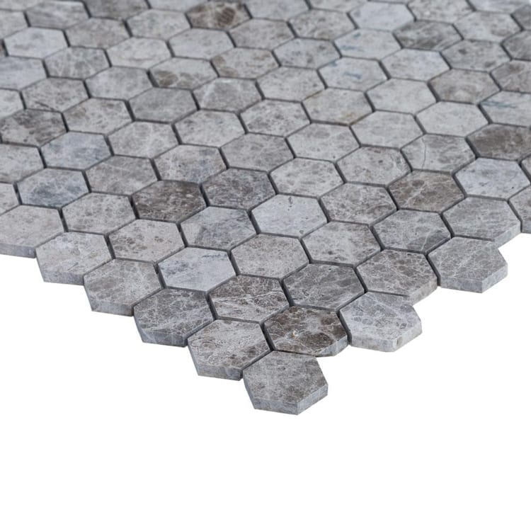 marble mosaic hexagon silver emprador polished profile