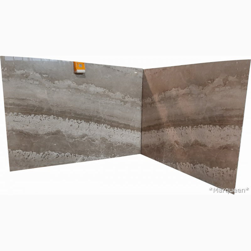 marqueen brown marble slabs polished 2cm 2 bookmatching slabs front view