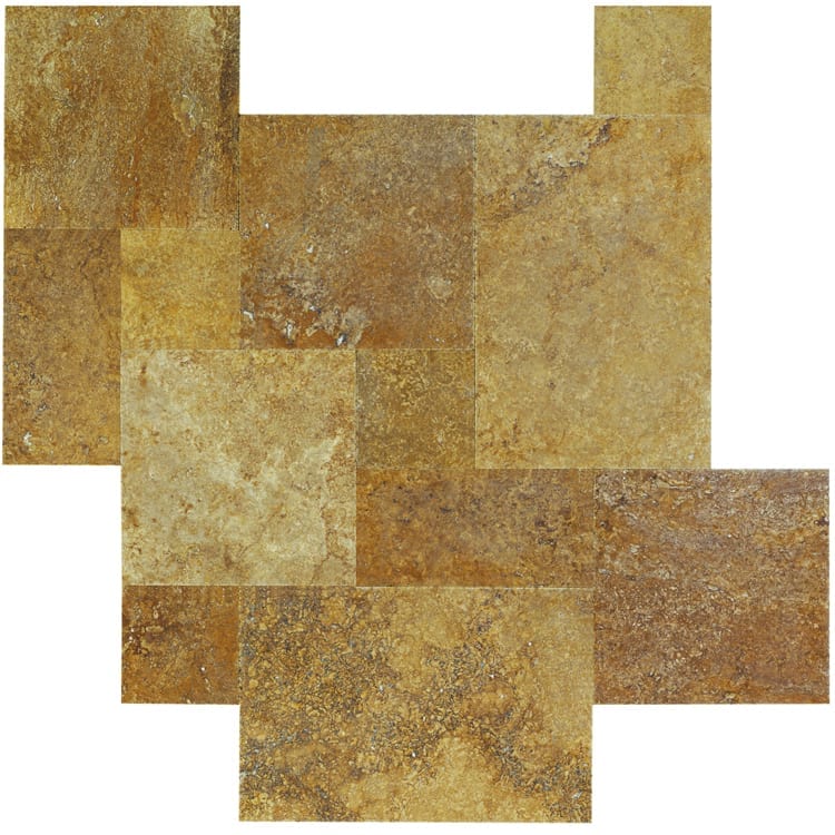 Meandros Gold Antique Pattern Travertine 2 sets top