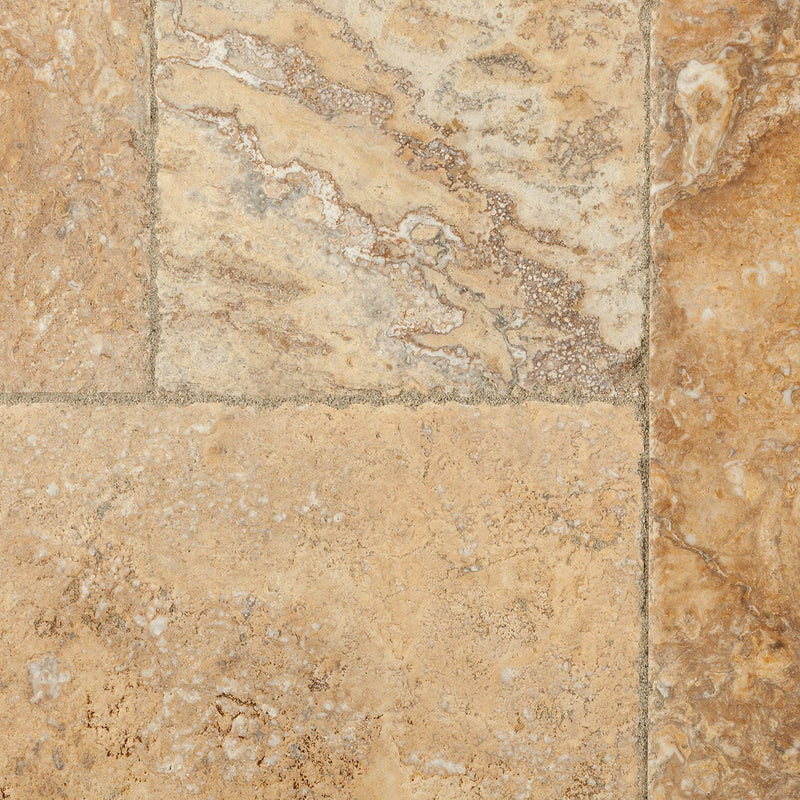Meandros Gold Antique Pattern Travertine top closeup view
