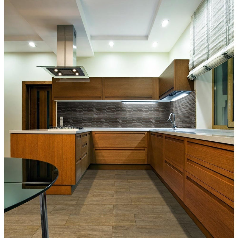 Metropolis Taupe 12"x24" Glazed Porcelain Floor and Wall Tile - MSI Collection NMETTAU1224 Product Shot Kitchen View