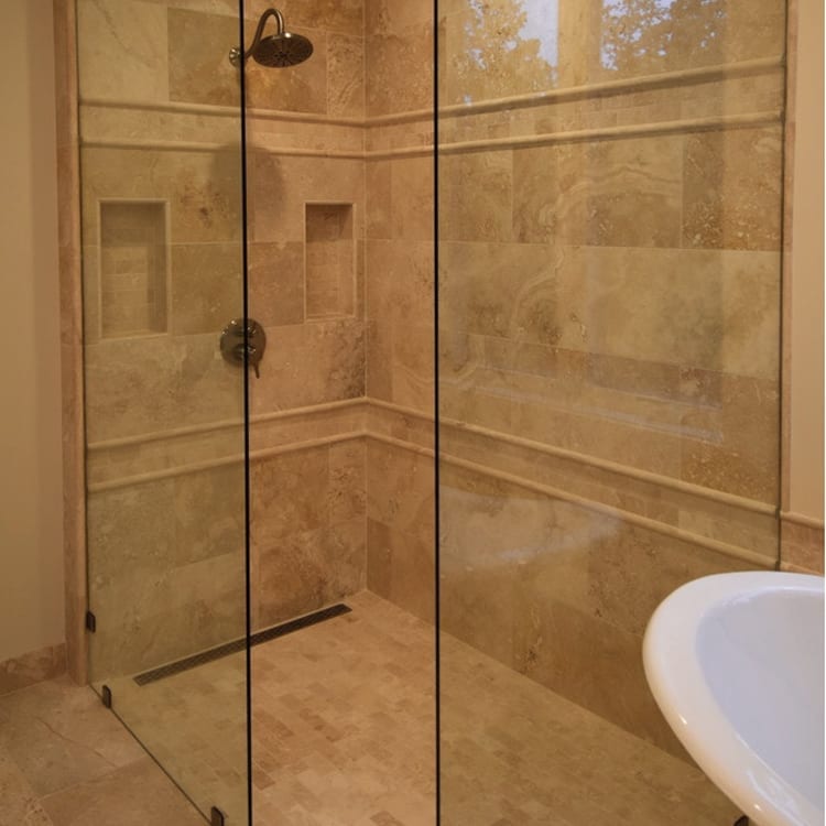 mina rustic travertine 18x18 10071429 honed Filled bathroom shower