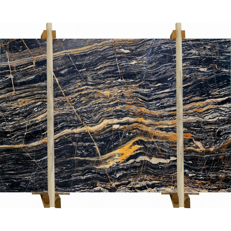 nero picasso black marble slabs polished 2cm packed on wooden bundl 
