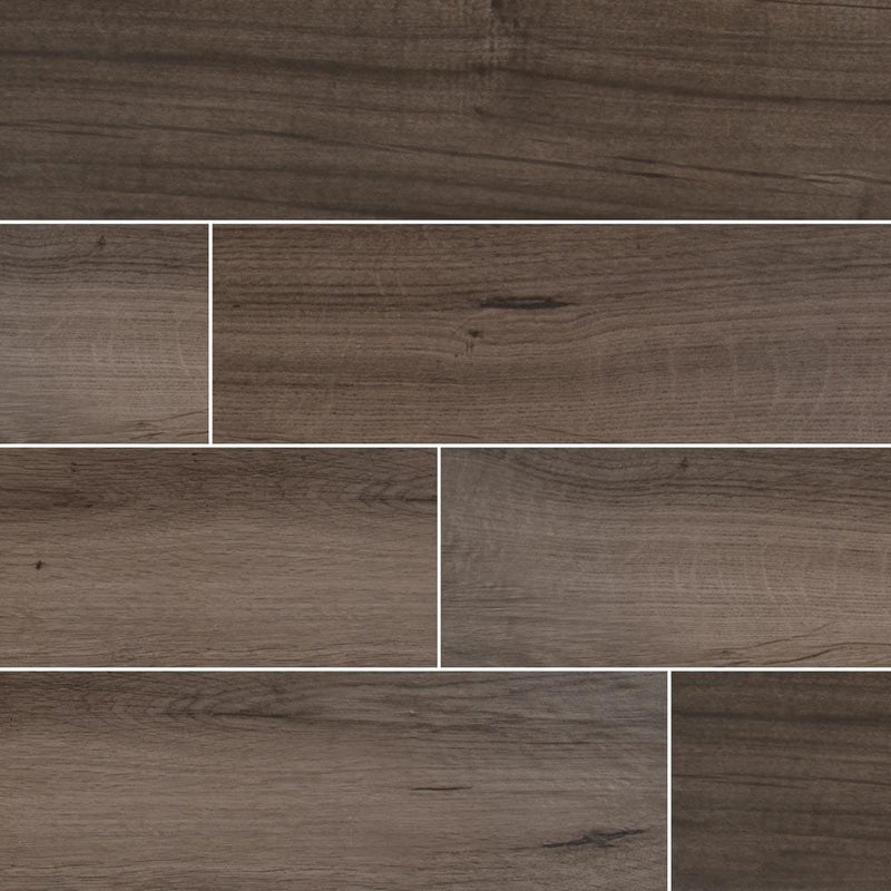 palmetto smoke 6x36 porcelain floor and wall tile msi collection product shot multiple tiles top view