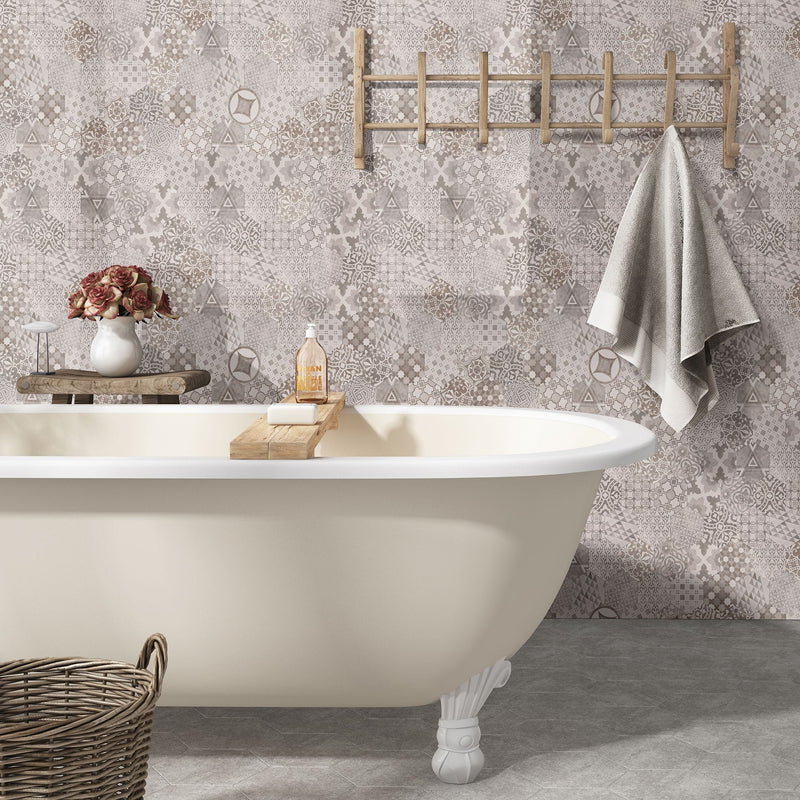 Patternia Hexagon Encaustic 7"x8" Glazed Porcelain Floor and Wall Tile - MSI Collection NMIX7X8HEX Product Shot Bath View