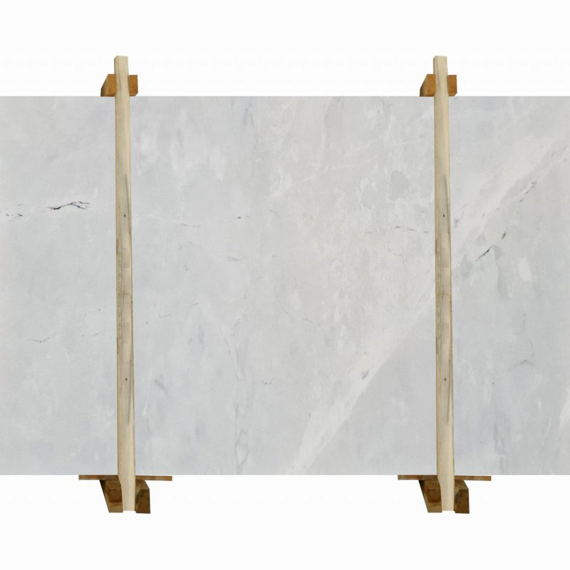 pearl beige marble slabs polished packed on wooden bundle front view