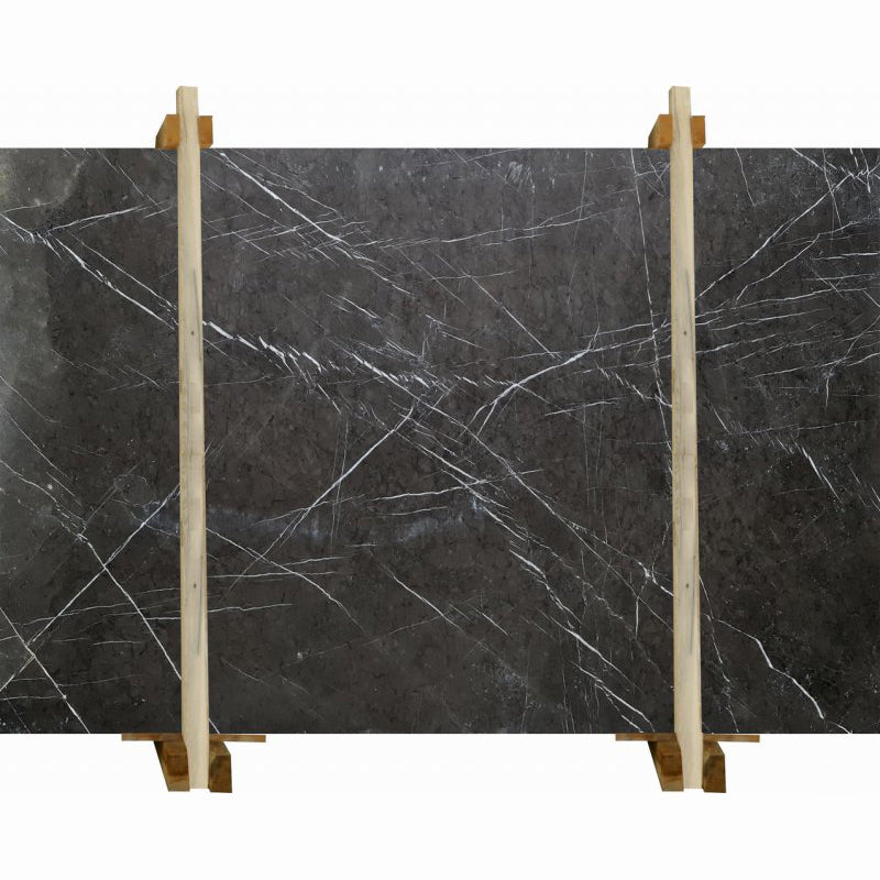 pietra grey marble slabs polished 2cm packed on wooden bundle front view