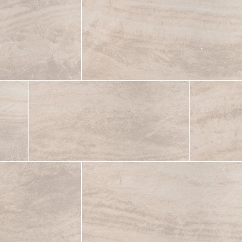 Praia Crema Glazed Porcelain Floor and Wall Tile- MSI Collection NPRACRE1224 Product Shot Multiple Tiles Top View